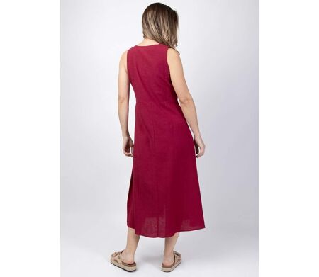 Robe longue larges bretelles SERAPHINE couleur unie framboise Coton Du Monde