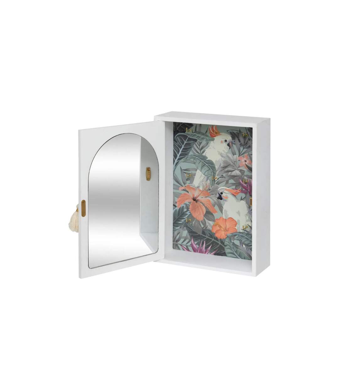 Boîte à Clés Miroir Wild Romance 28cm Blanc-3