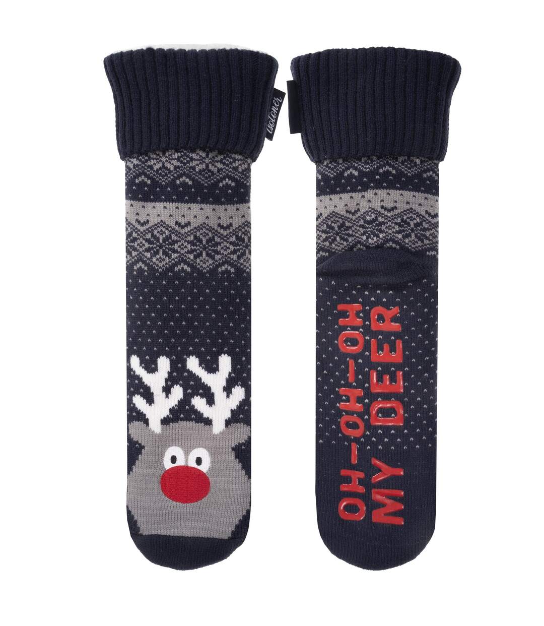 Isotoner Chaussettes d'intérieur homme maille/sherpa - picots antidérapants-3