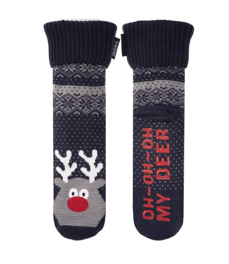 Isotoner Chaussettes d'intérieur homme maille/sherpa - picots antidérapants