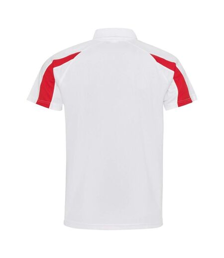 Mens Contrast Polo Shirt Arctic White Fire Red AWDis Cool