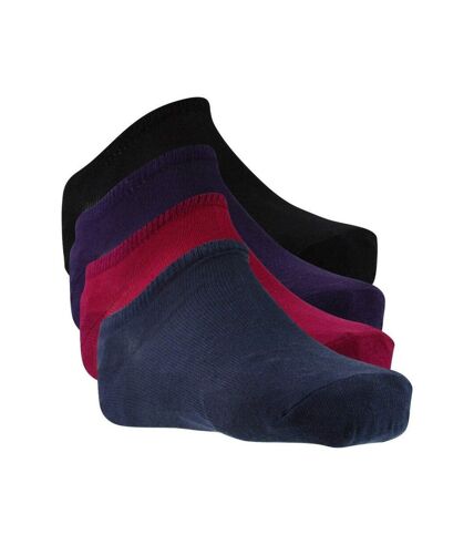 TWINDAY Lot de 4 paires de Socquettes Femme Coton LESCOLORES Noir Rose Violet
