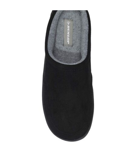 Dunlop - Mules homme aspect daim noires ouvertes à l’arrière