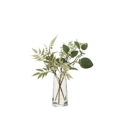 Feuille Artificielle Branche & Vase 38cm Vert Clair