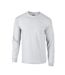Unisex Adult Plain Ultra Cotton Long-sleeved T-shirt Ash Gildan-1
