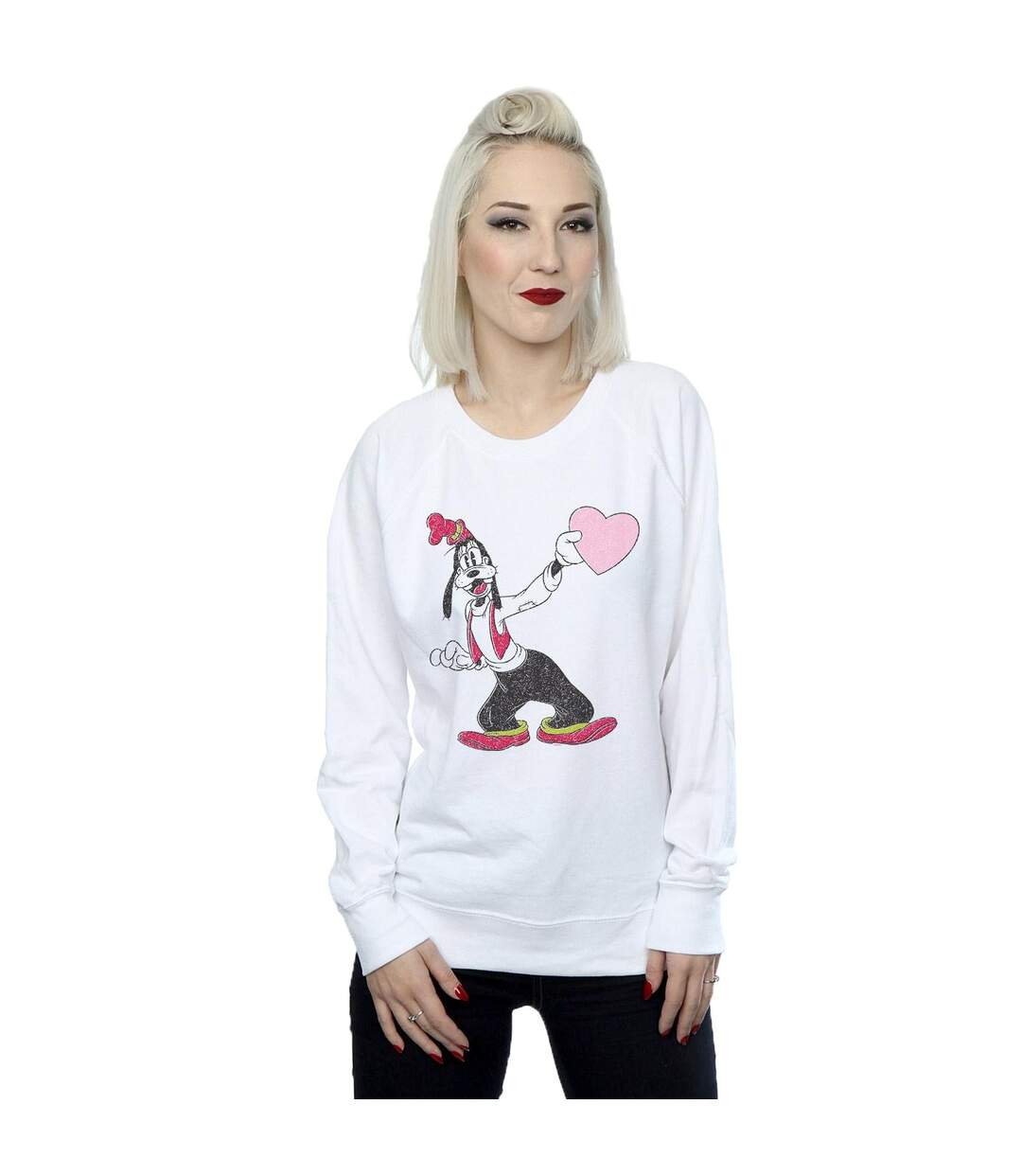 Disney Sweatshirt femme/femme Goofy Love Heart (Blanc) - UTBI27717-2