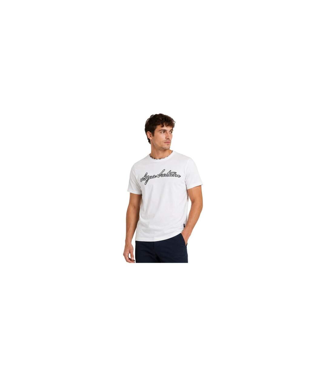 Mens Logo Jersey Crew Neck T-shirt White Aquascutum-1