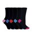5 Pack Ladies Soft Top Cotton Rich Socks with Coloured Heel & Toe-1