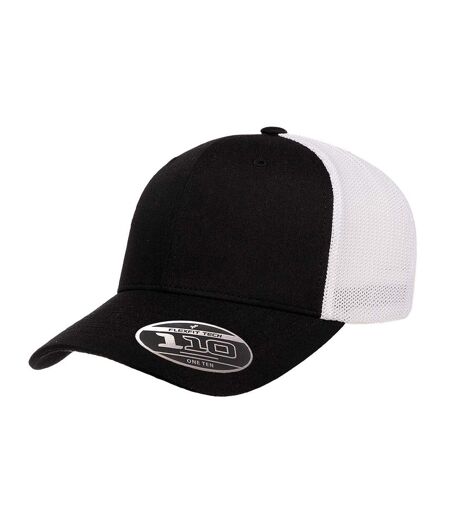Casquette Trucker Motif/style Maille Noir Blanc Flexfit