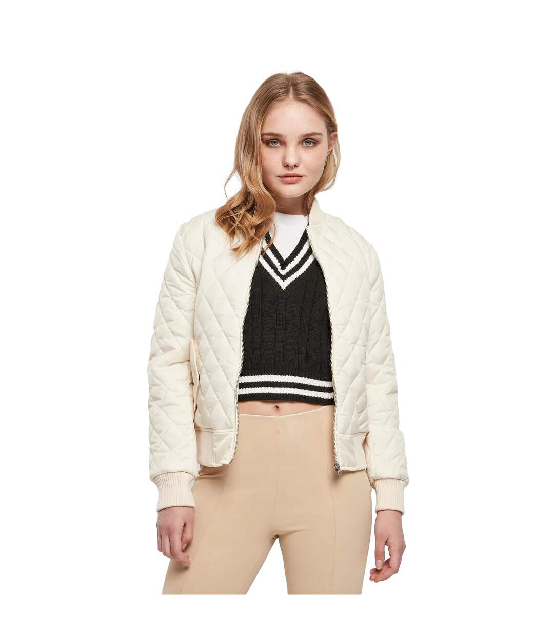 Doudoune Motif/style Losange Femme Sable Blanc Urban Classics-3