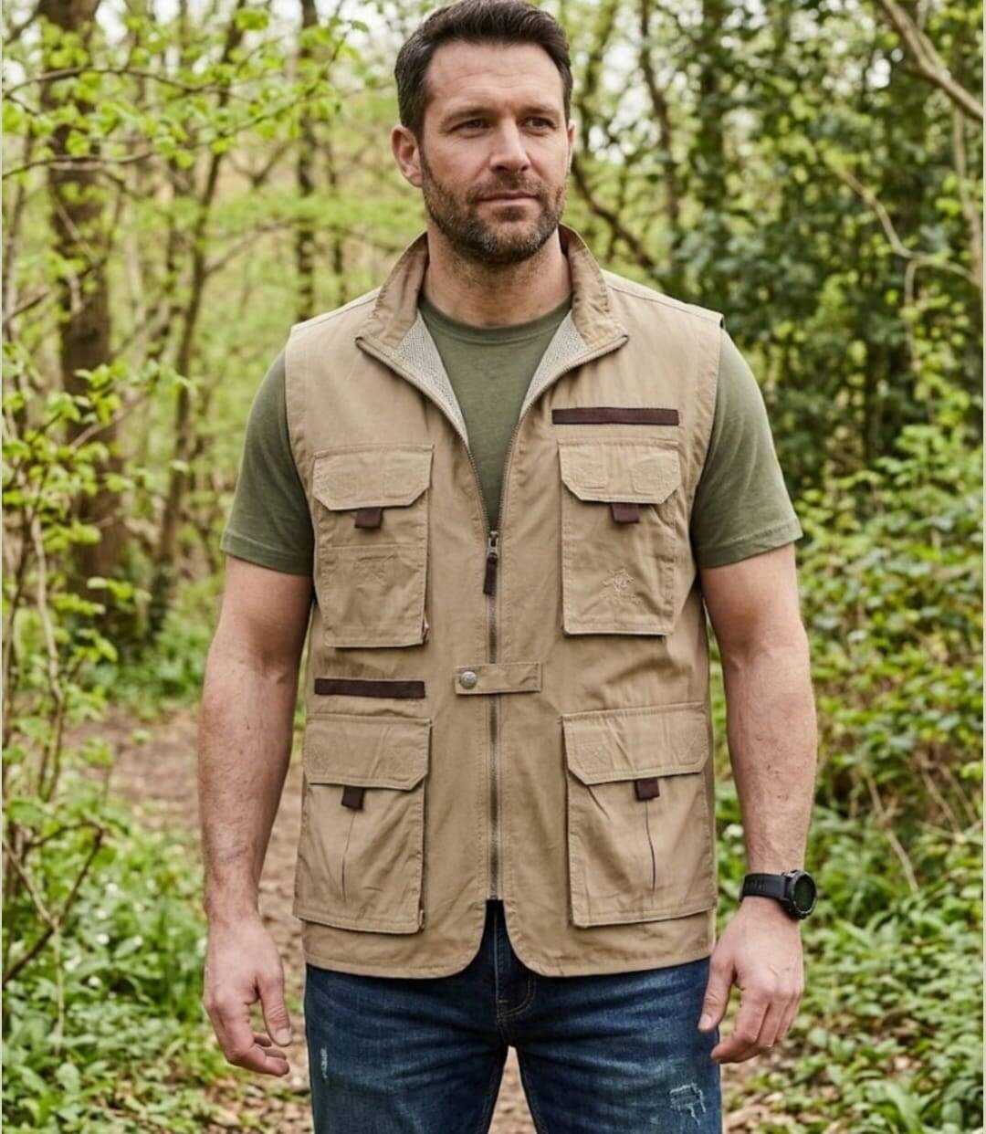WINCHESTER WE1286 — Gilet sans manches marron : respirabilité en pur coton et praticité outdoor-5