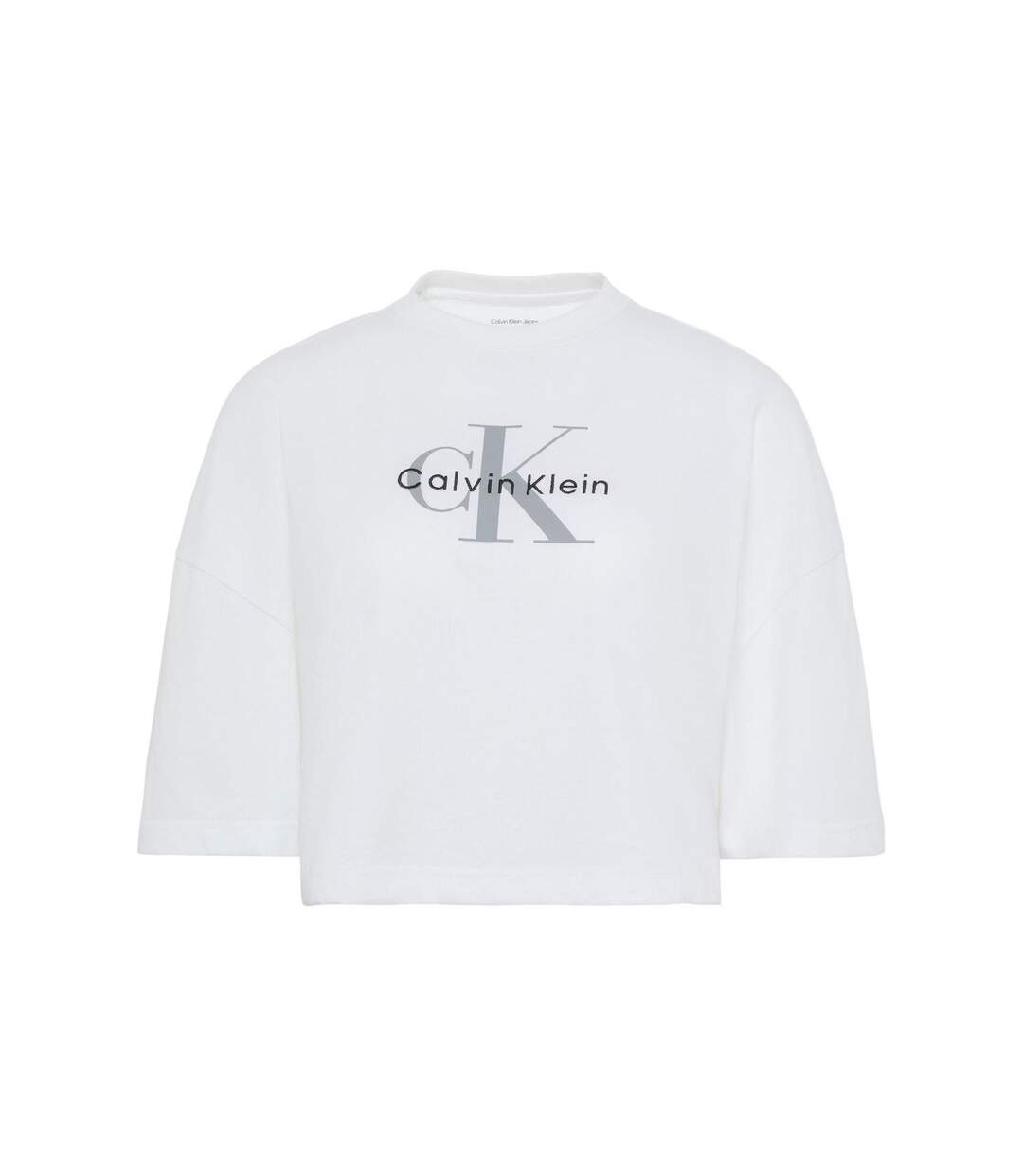 Womens/ladies Oversized Crop T-shirt Bright White Calvin Klein-1