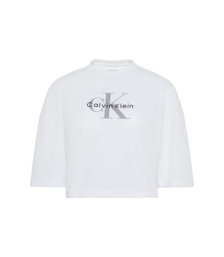 Womens/ladies Oversized Crop T-shirt Bright White Calvin Klein