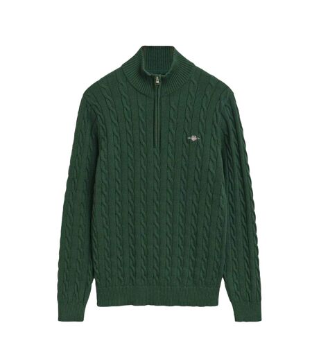 Mens Cable Knit Half Zip Jumper Green Gant