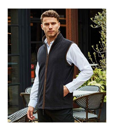 Mens Artisan Fleece Oversized Gilet Black Brown Premier