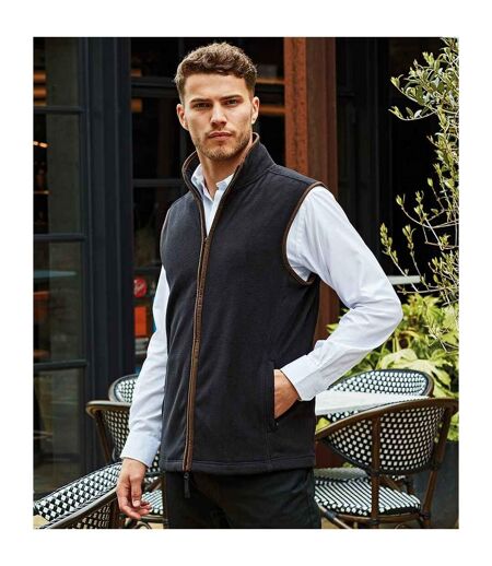 Mens Artisan Fleece Oversized Gilet Black Brown Premier