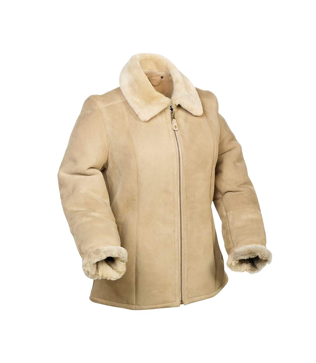 Leather womens/ladies hillary aviator sheepskin coat mushroom Eastern Counties