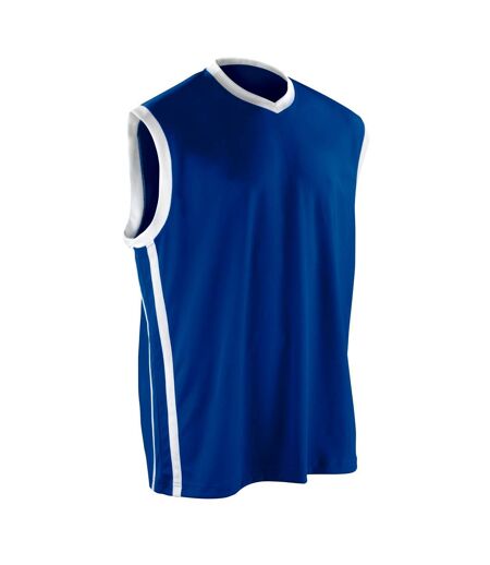 Spiro Mens Basketball Quick Dry Sleeveless Top (Royal / White) - UTRW4778