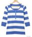 MAYFLOWER DOMINGO2 - Tee-shirt manches 3/4 en coton à rayures blanches et bleues-2