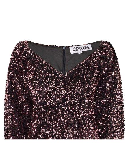 Womens/ladies Sequins V Neck Party Mini Dress Multicoloured AmyLynn