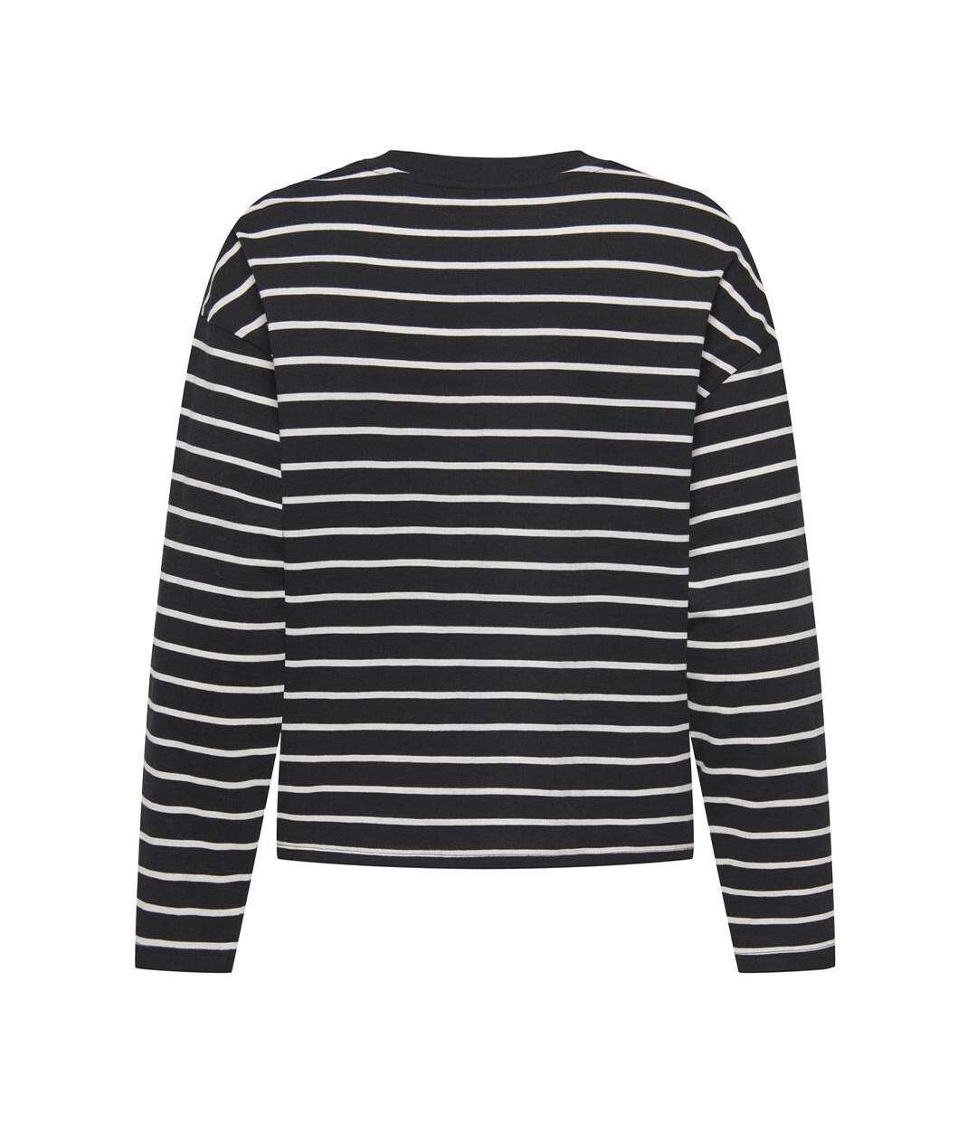 T-Shirt manches longues noir femme only happy-2