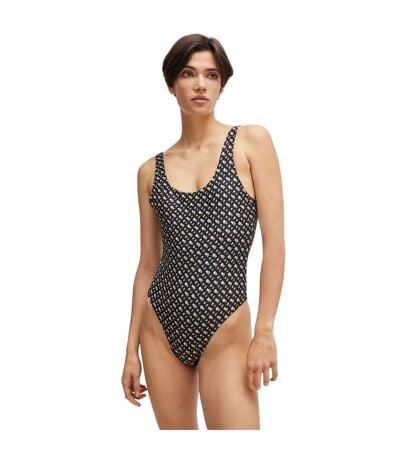 Maillot De Bain 1 Pièce Style Monogramme Mimi Femme Noir Boss