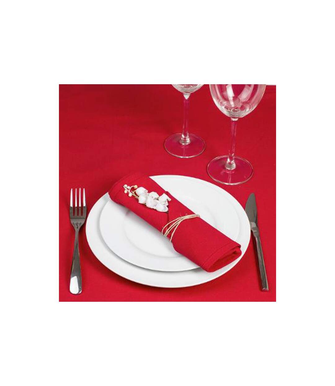 Lot de 4 Serviettes de Table Coton 40cm Rouge-2