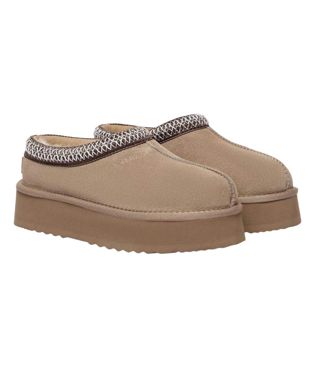 Womens/ladies Wonga Cow Suede Platform Slippers Sand EverAu-4