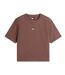 Womens/ladies Embroidered Logo Cotton Cropped T-shirt Black Walnut Tommy Jeans-2
