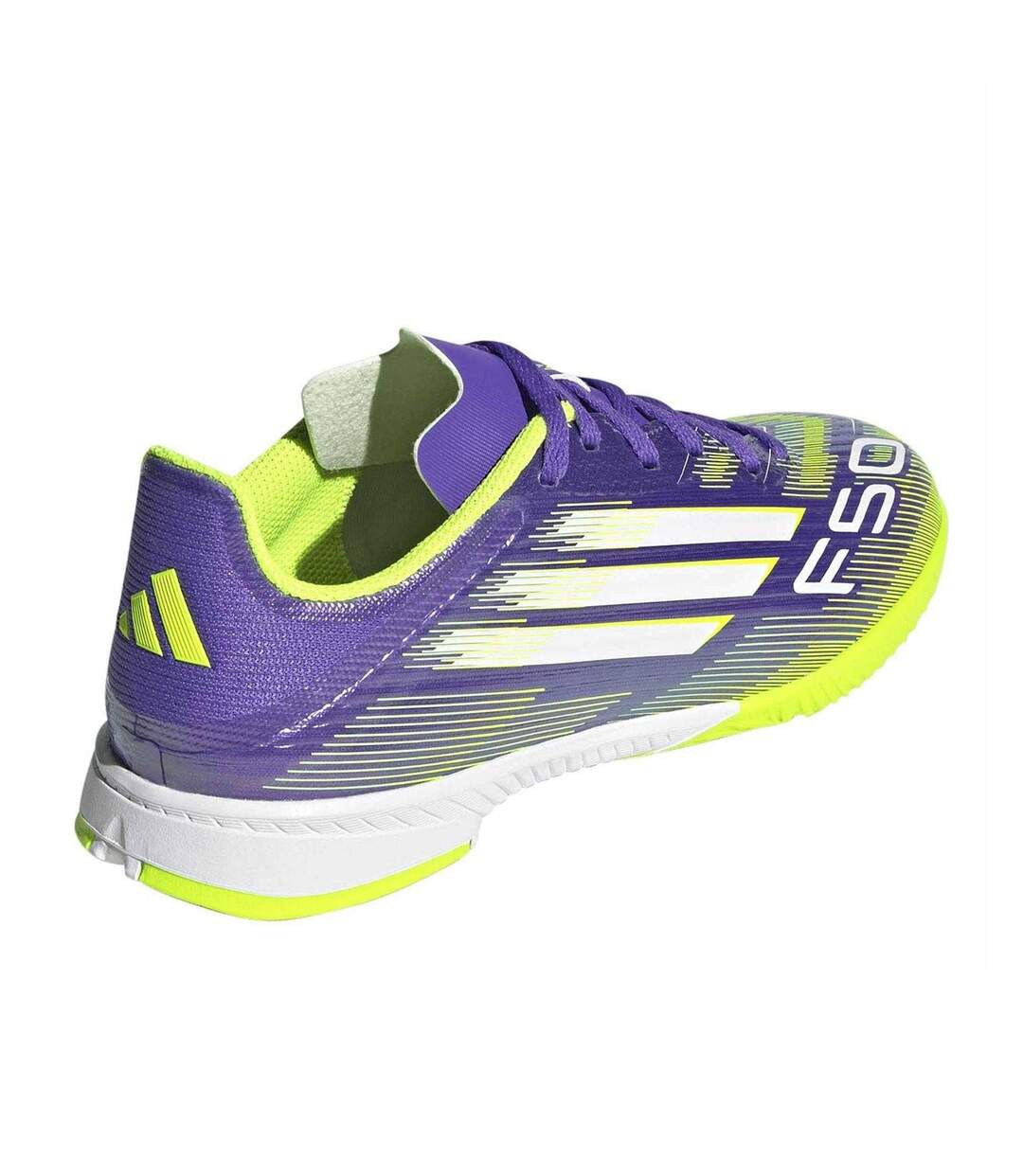 Womens/ladies F50 3 Stripes Indoor Football Trainers Purple Rush Adidas-2