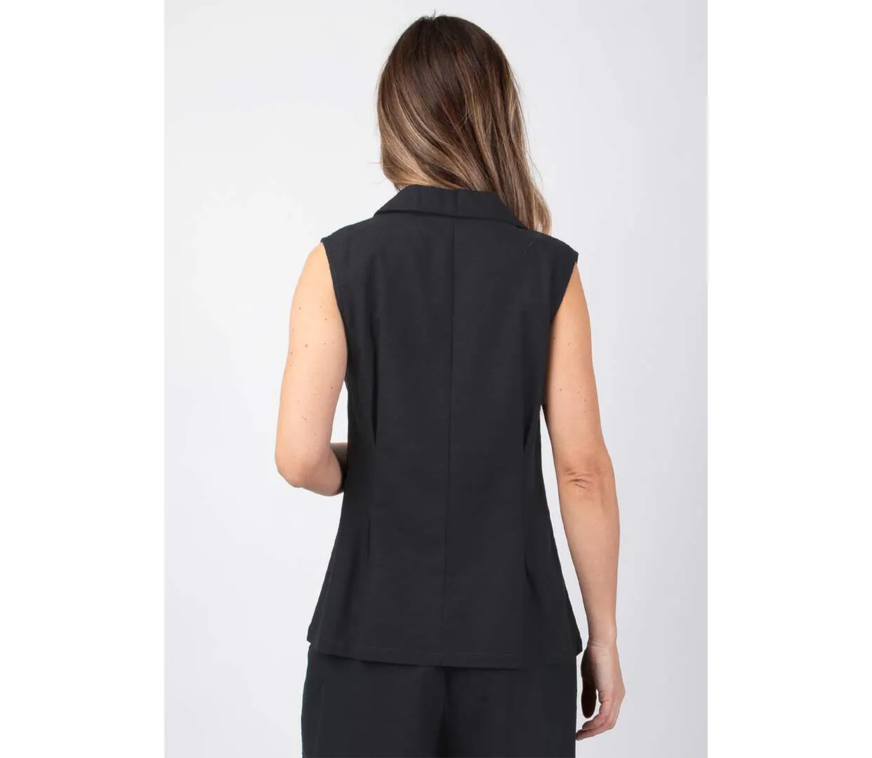 Top femme sans manches EVELYNE uni noir Coton Du Monde-4