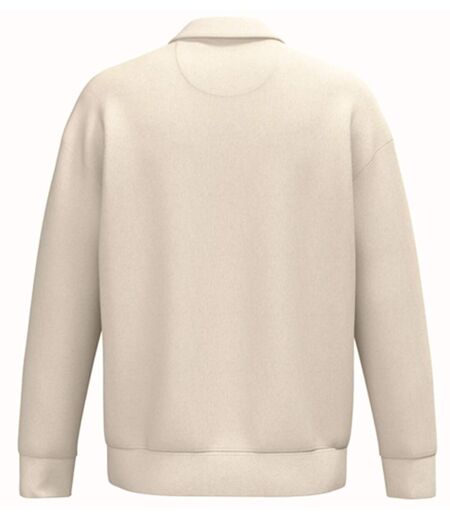 Sweat col polo quart zip - Unisexe - PAT432 - beige ivoire