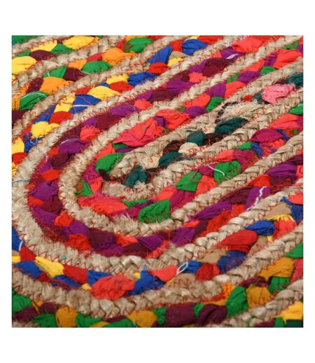 Tapis ovale coloré en jute et coton India 180 x 120 cm