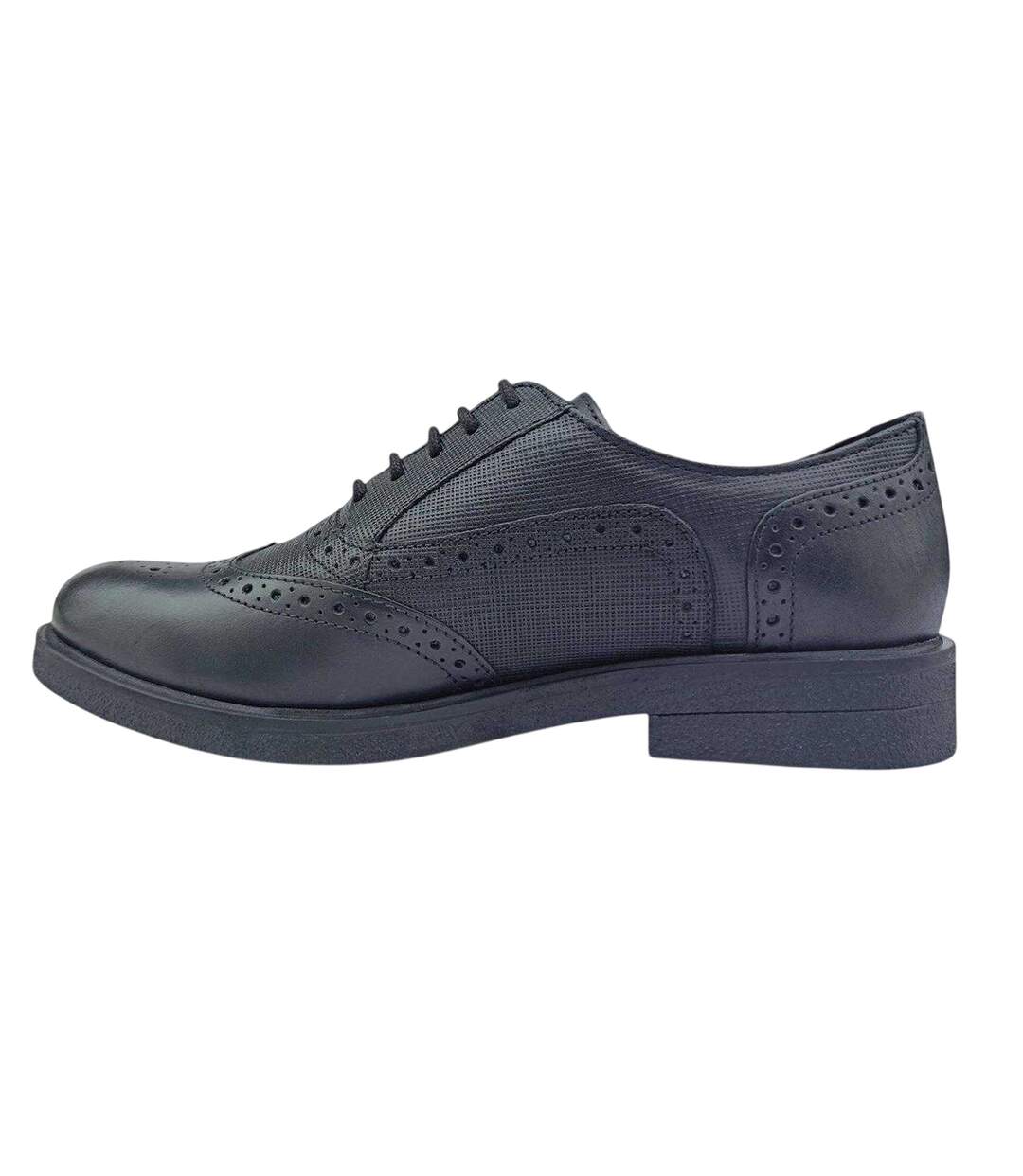 Womens/ladies Barbra Low Block Heel Brogues Black Firetrap-2