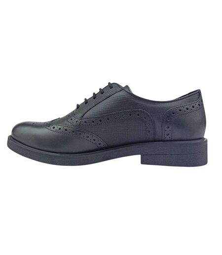 Womens/ladies Barbra Low Block Heel Brogues Black Firetrap