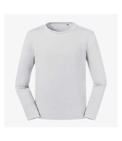 Russell Mens Pure Organic Long Sleeve T-Shirt (White)