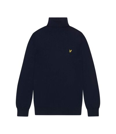 Mens cotton merino turtle neck sweater dark navy Lyle & Scott