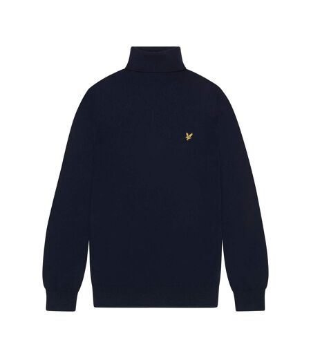 Mens cotton merino turtle neck sweater dark navy Lyle & Scott