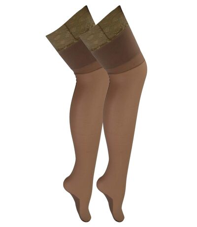 2 Pair Multipack Women's Seamed Stockings with Lace Top | Sock Snob | Ladies Thigh High Stockings