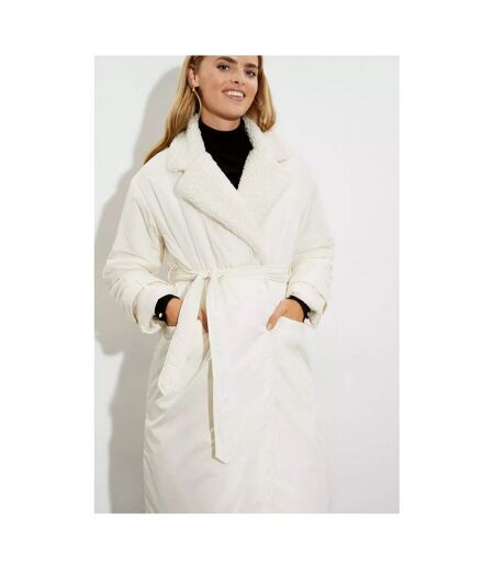 Dorothy Perkins Womens/Ladies Borg Padded Longline Coat (White) - UTDP539