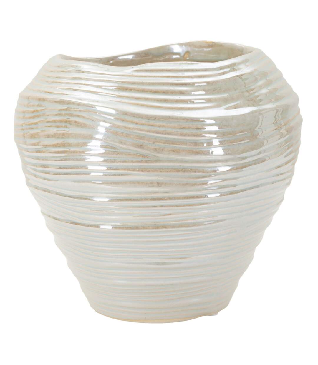 Vase Rond en Céramique Perly 22cm Blanc-1