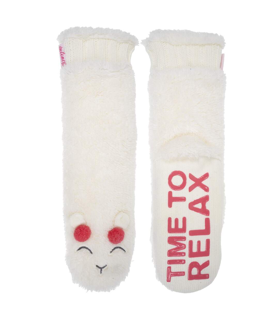 Isotoner Chaussettes d'intérieur femme sherpa, picots antidérapants-2