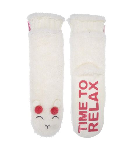 Isotoner Chaussettes d'intérieur femme sherpa, picots antidérapants