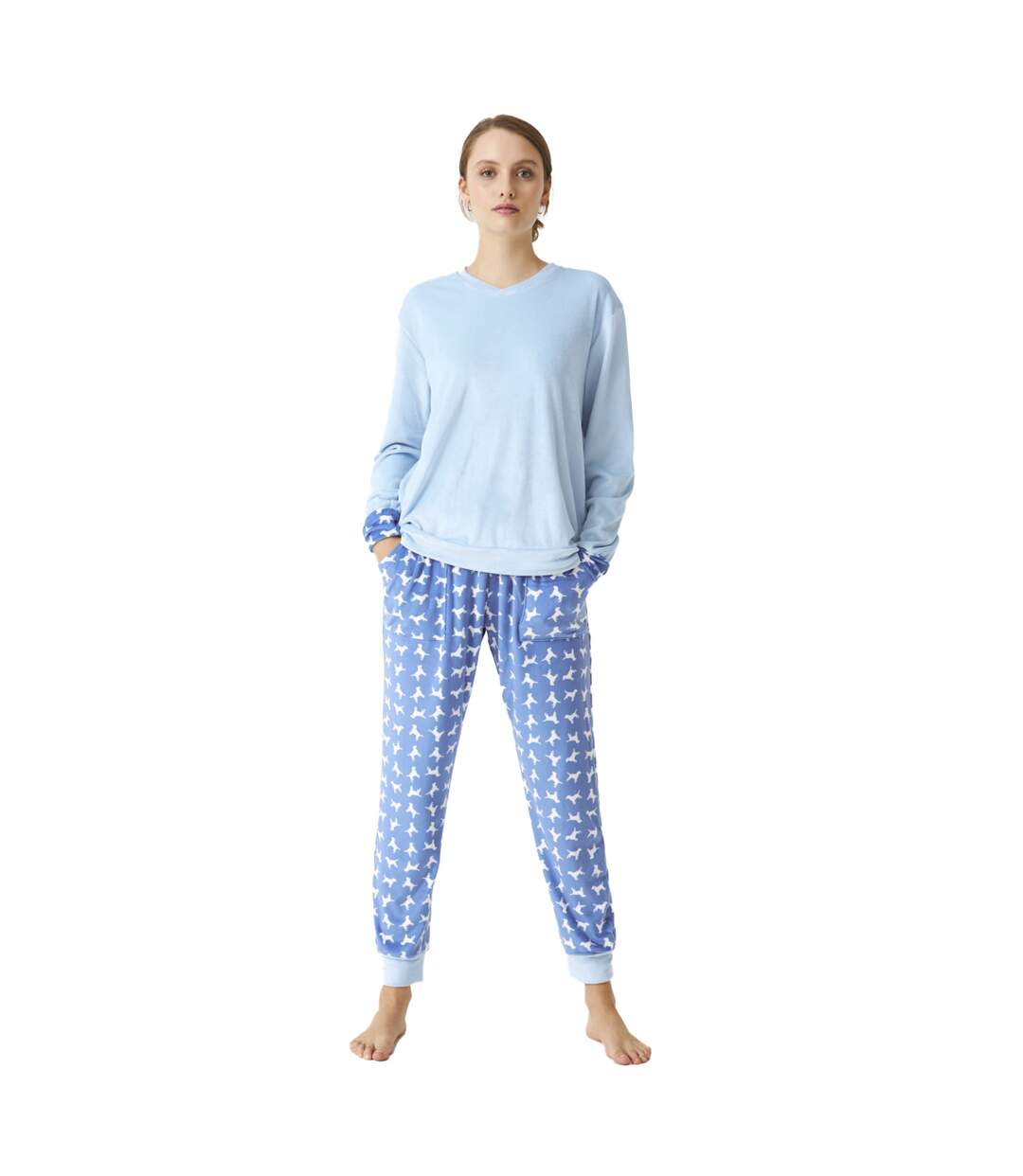 Winter pajamas long sleeve velvet JJB4 women-1