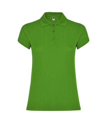 Womens/ladies star polo shirt grass green Roly