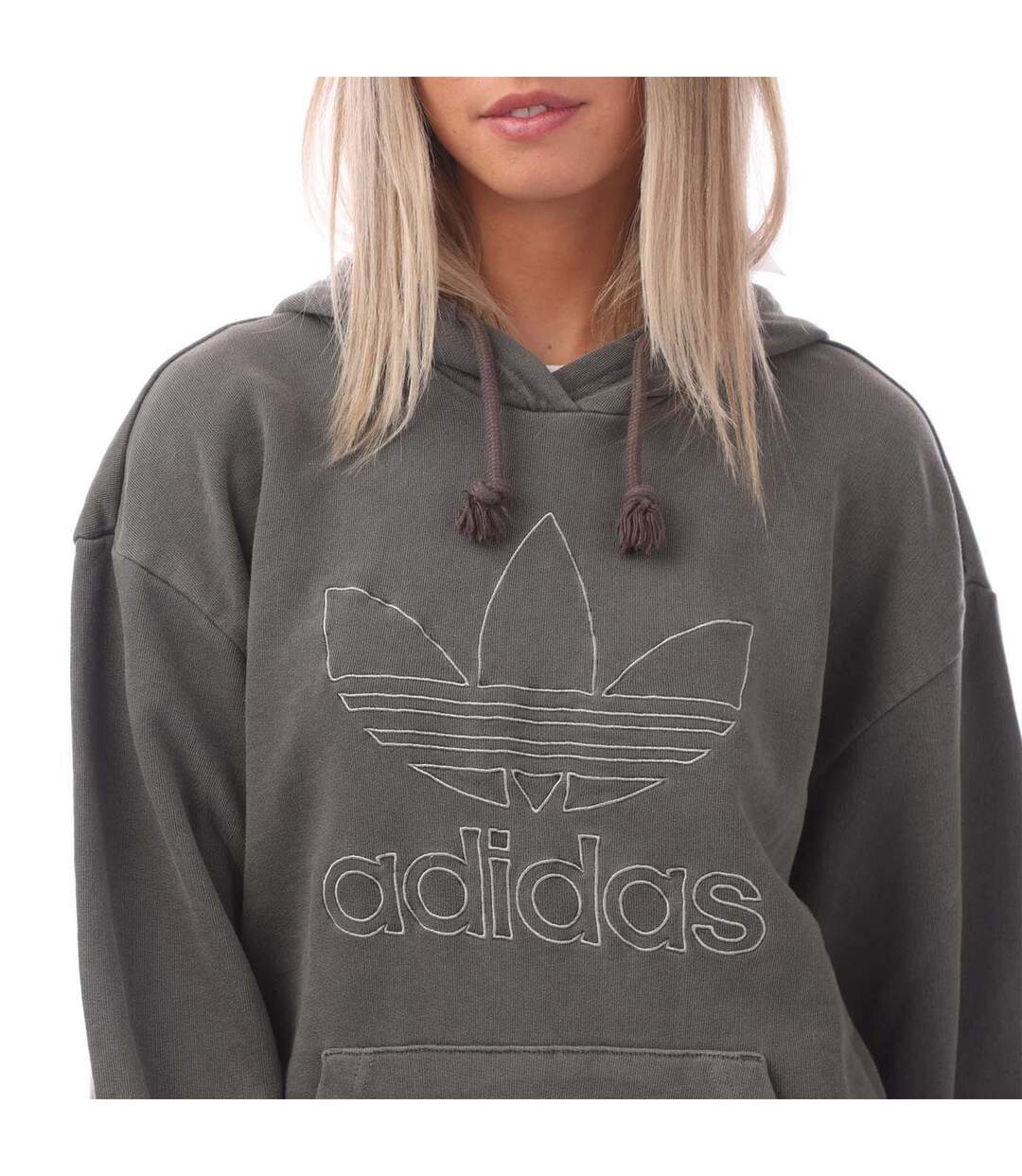 Sweat À Capuche Trefoil Femme Noir Adidas-3