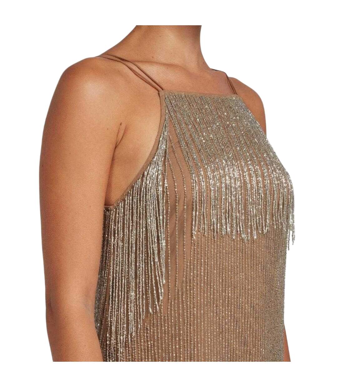 Womens/ladies Diveria Rhinestone Fringe Mini Dress Nude Pink Ted Baker-4