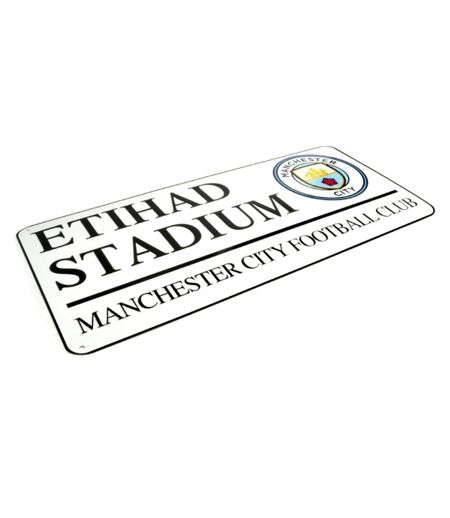 Manchester City FC Plaque de rue officielle du football en métal (Blanc / noir) (One Size) - UTBS648