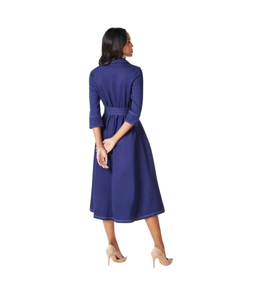 Robe mi-longue femme bleu marine Principles-2