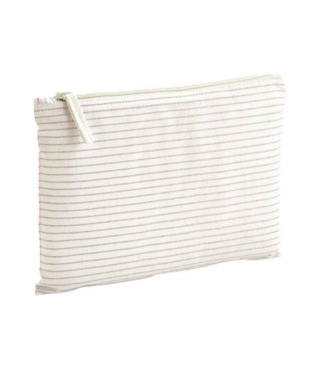 Westford Mill Striped Natural Cotton Pouch (Red) (11.5cm x 20cm)